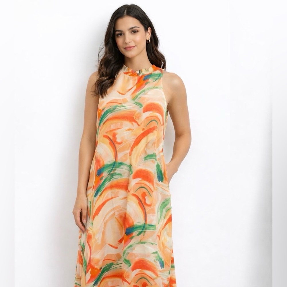 NWT Nicole Miller Size Medium Vibrant Sleeveless Maxi Dress